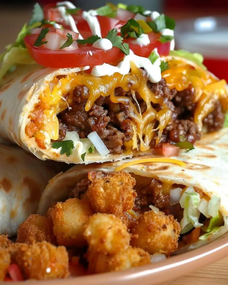 Cheesy Potato Beef Burritos with Tater Tots