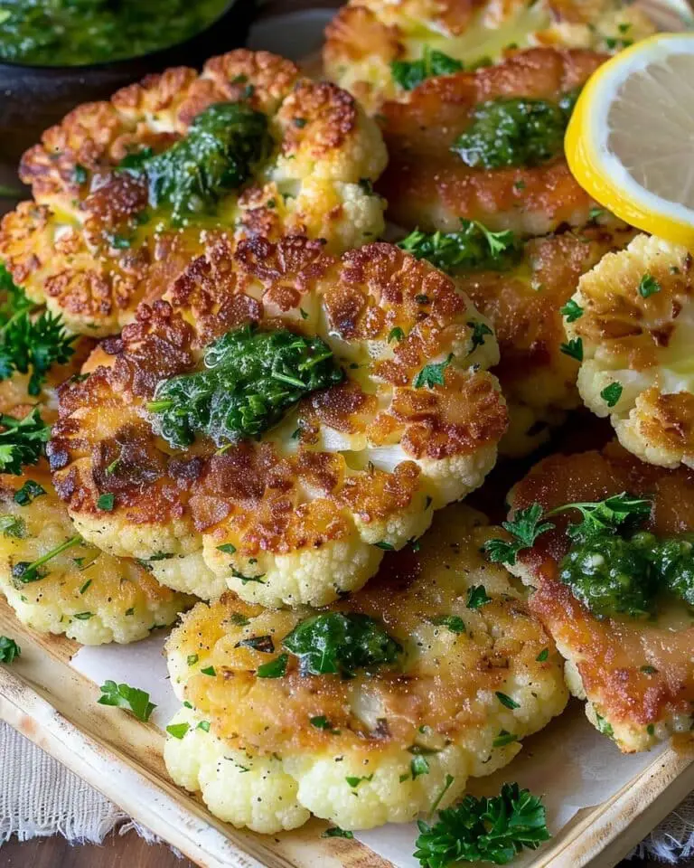 Crispy Cauliflower Steaks with Zesty Lemon Herb Chimichurri