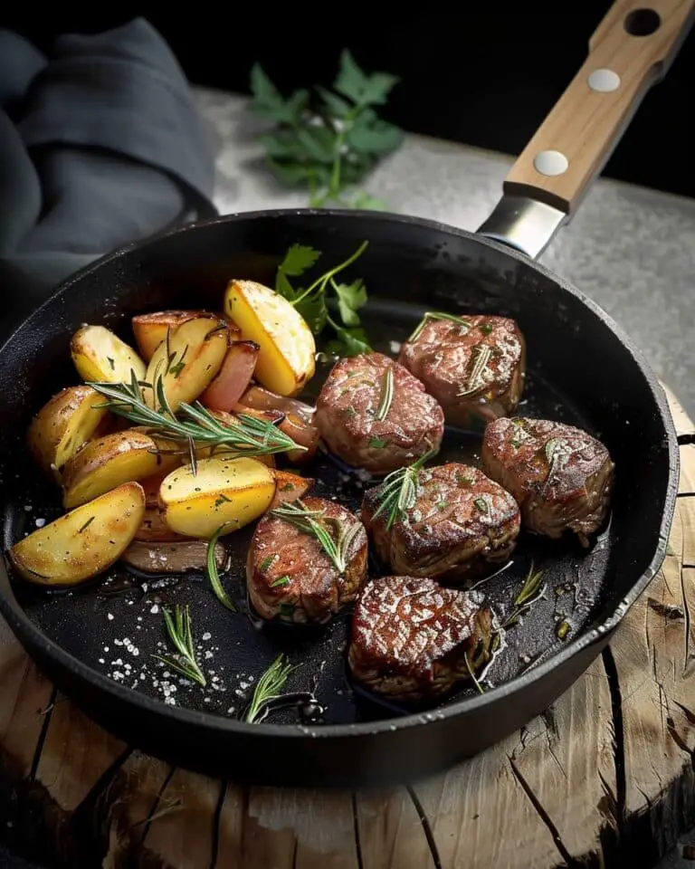 Garlic Butter Steak Bites and Potatoes