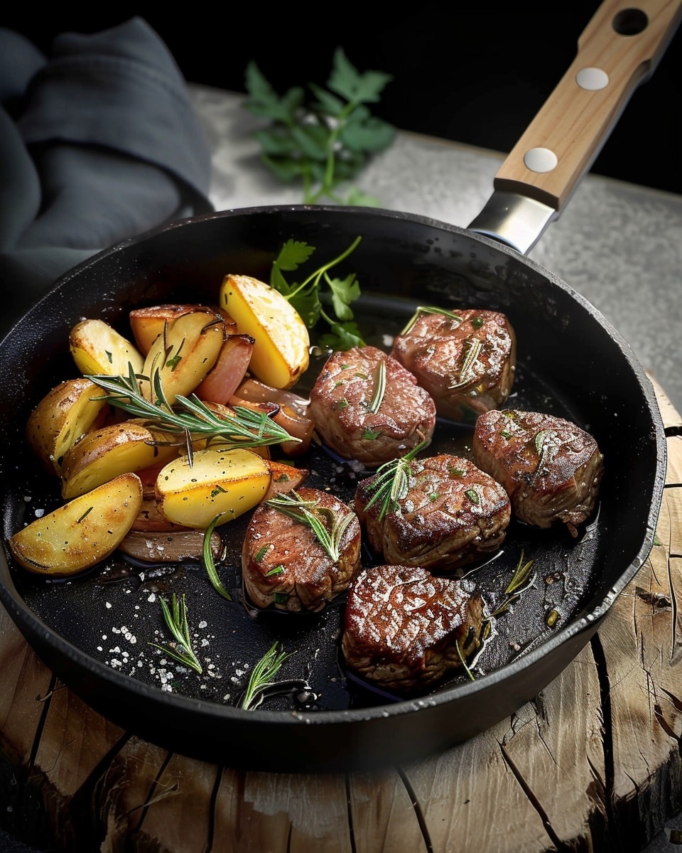 Garlic Butter Steak Bites and Potatoes