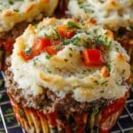 Meatloaf Cupcakes with Whipped Potato Topping