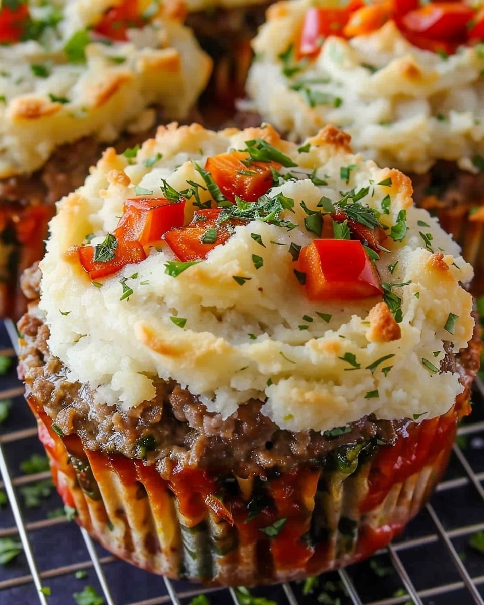 Meatloaf Cupcakes with Whipped Potato Topping