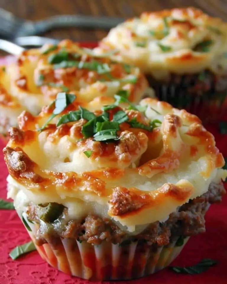 Meatloaf Cupcakes with Whipped Potato Topping