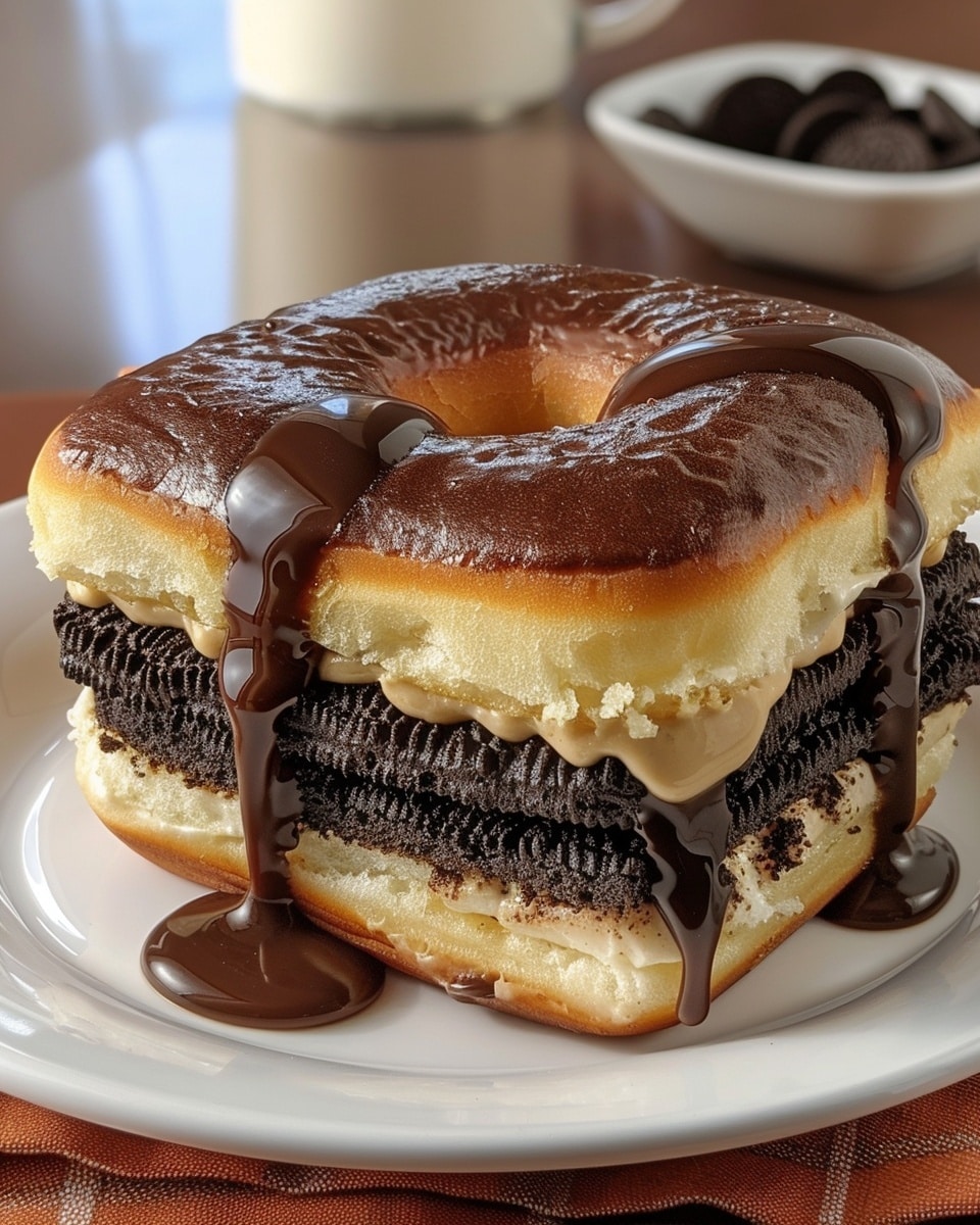 Oreo Cheesecake Stuffed Donut Burger