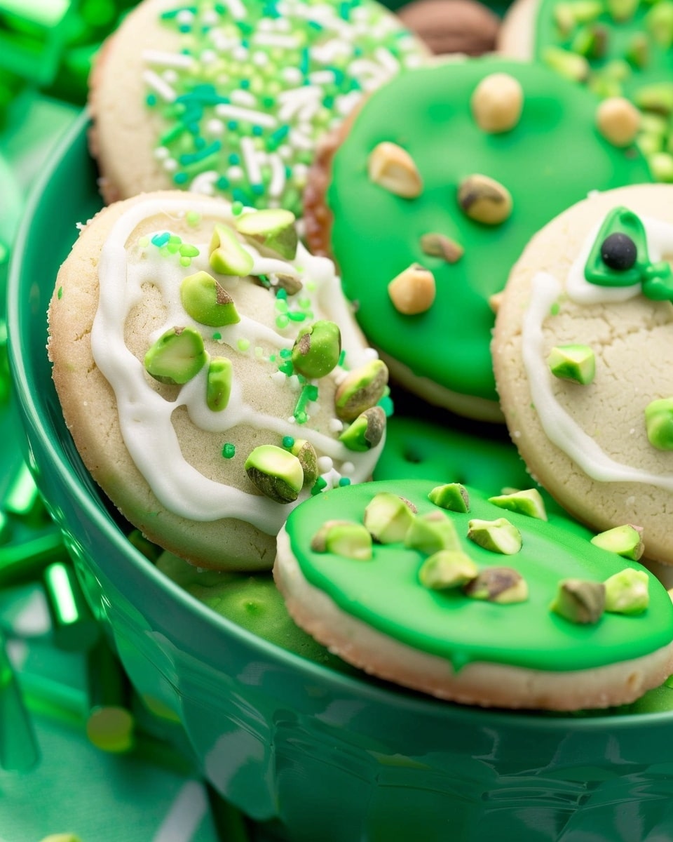 Pistachio and Chocolate Leprechaun Cookies