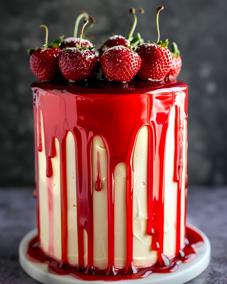 Peanut Butter Strawberry Jelly Poke Cake