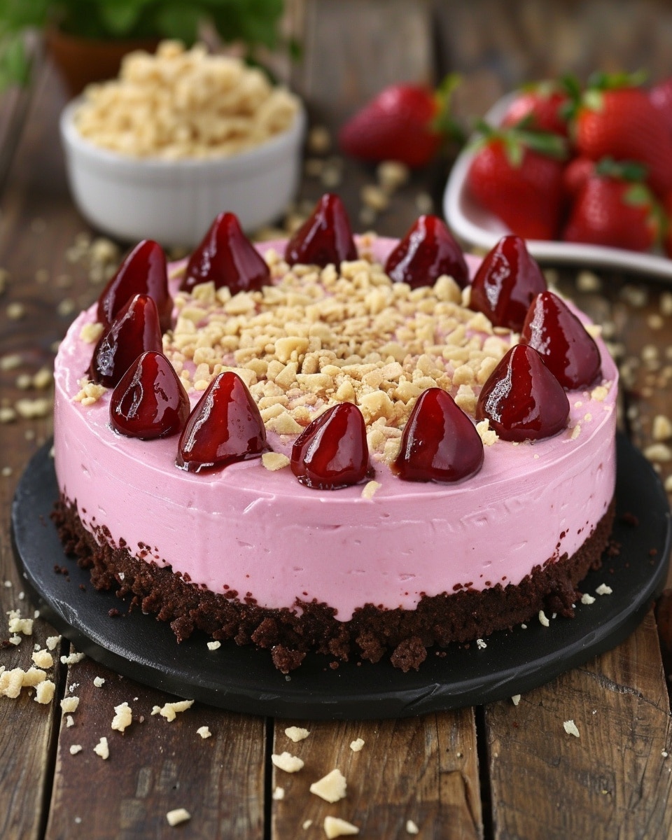 Peanut Butter Strawberry Jelly Poke Cake
