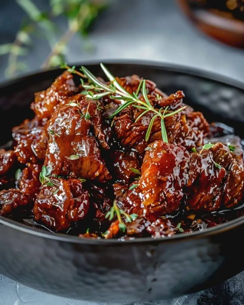 Rustic Honey Balsamic Beef with Garlic and Herbs