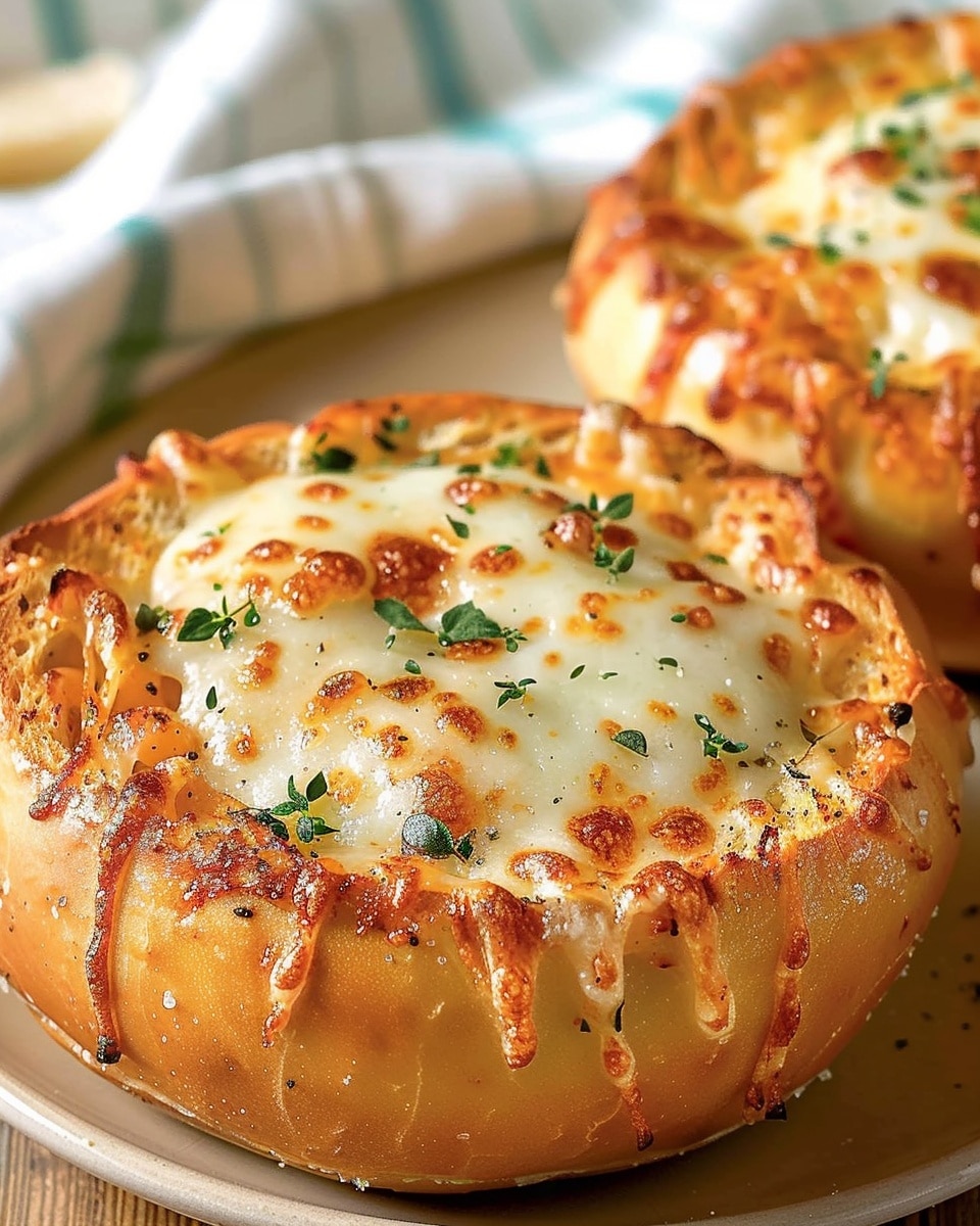 Spaghetti Garlic Bread Bowls