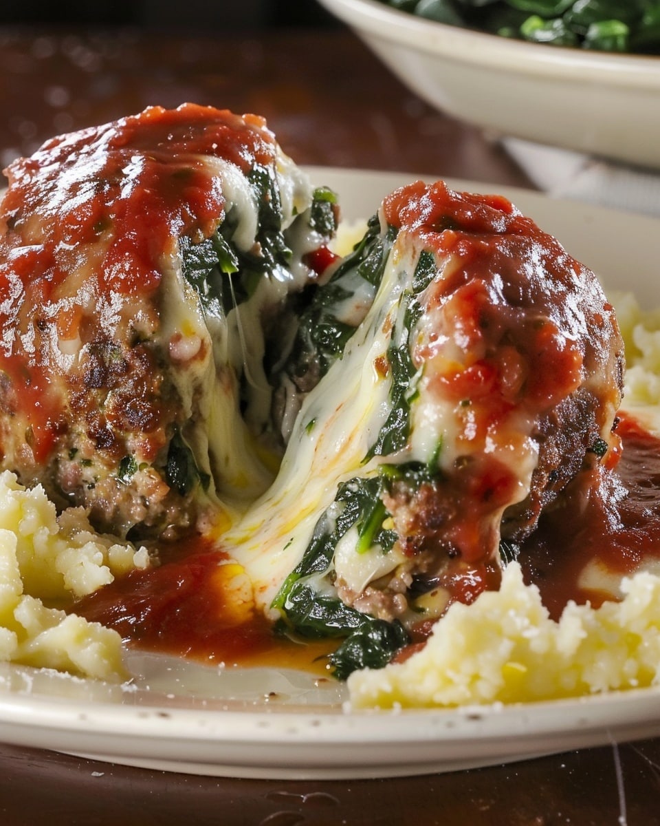 Ho to make Spinach Garlic Meatballs Stuffed with Mozzarella