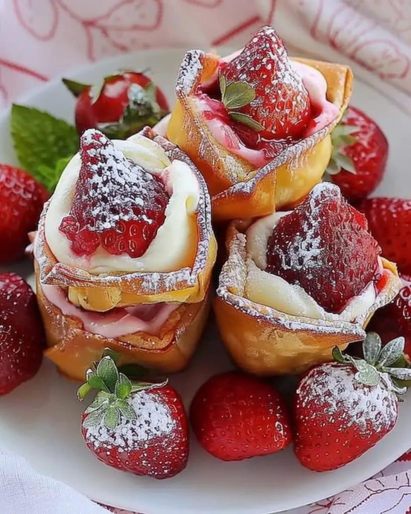Strawberry Cheesecake Wonton Bites