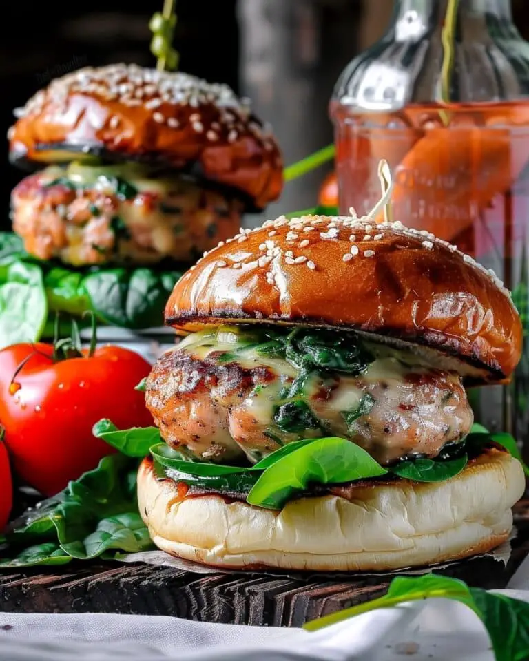 White Cheddar Spinach Chicken Burgers