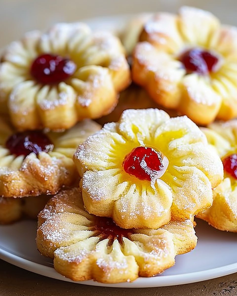 Buttery Jammy Dodger Flower Cookies