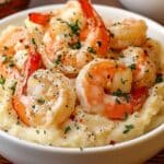 Creamy Garlic Shrimp Over Mashed Potatoes