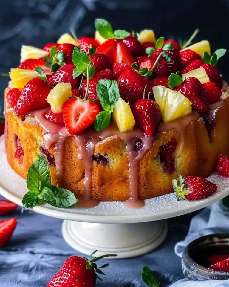 Delightful Strawberry Pineapple Pound Cake