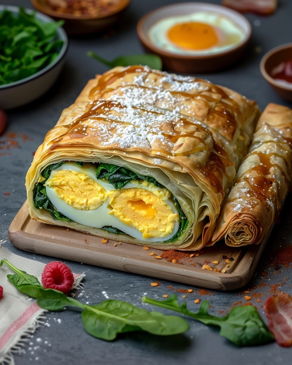 Spinach and Egg Puff Pastry Roll