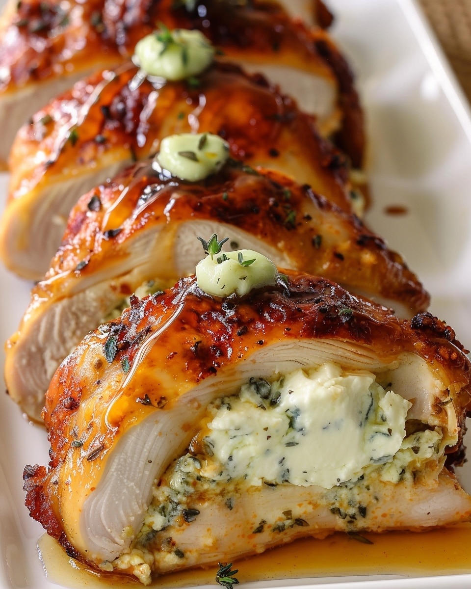 Apricot Ricotta Stuffed Chicken with Honey Thyme Drizzle