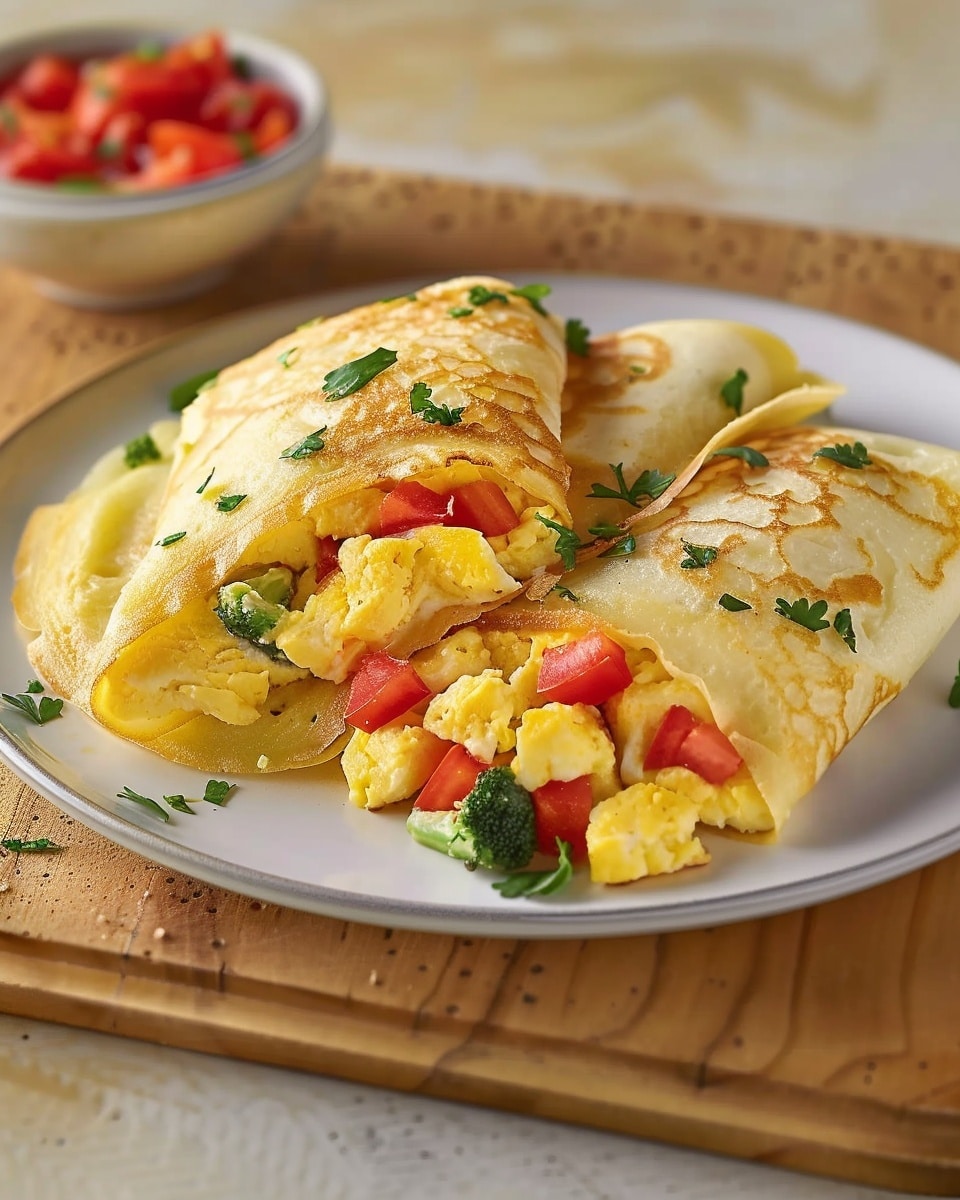 Mediterranean Breakfast Crepes with Egg and Veggies Delight