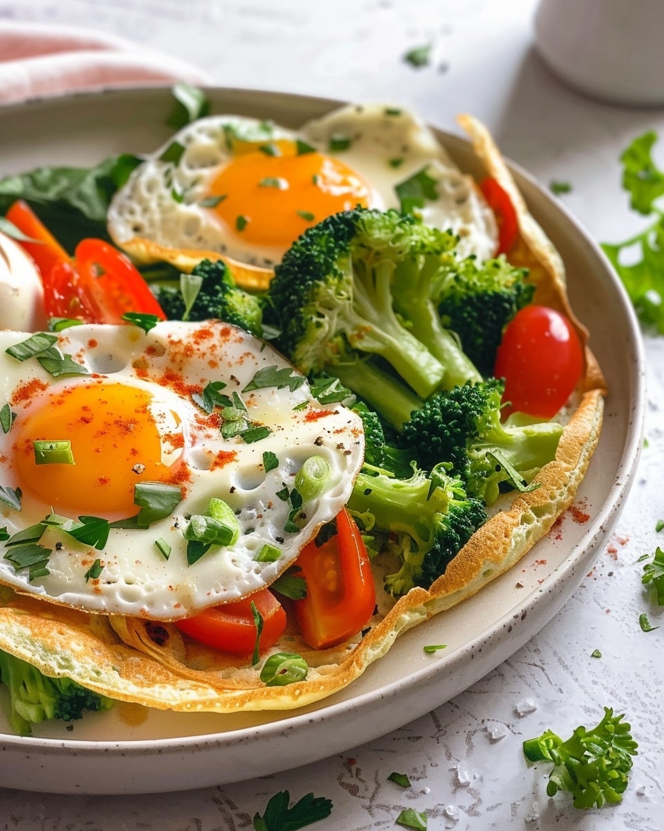 Mediterranean Breakfast Crepes with Egg and Veggies Delight