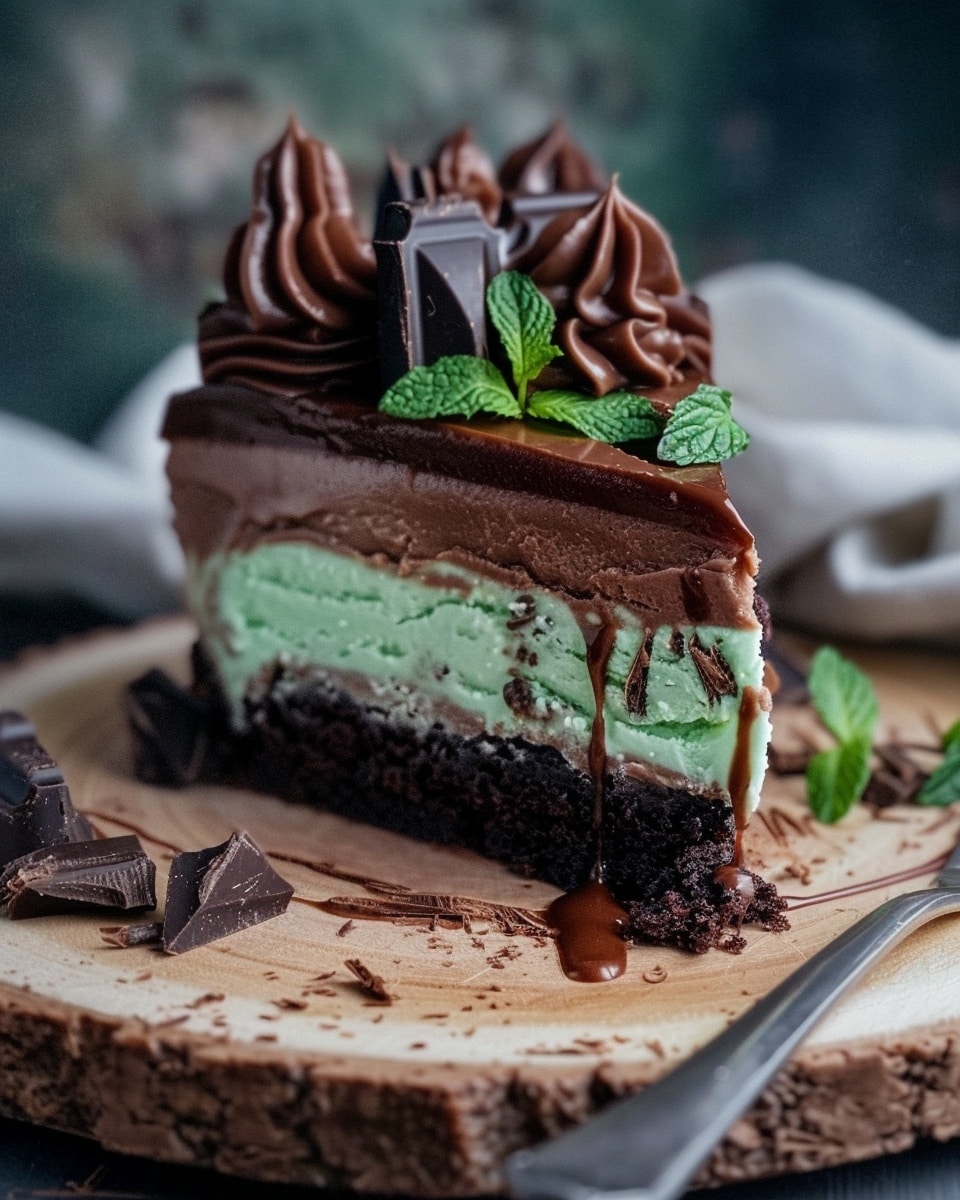 Mint Chocolate Fudge Cheesecake Cake