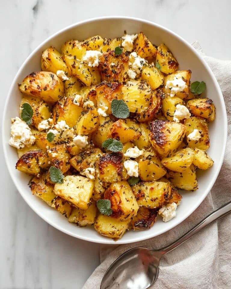 Baked Feta Roasted Potatoes with Lemon, Garlic, and Basil Recipe