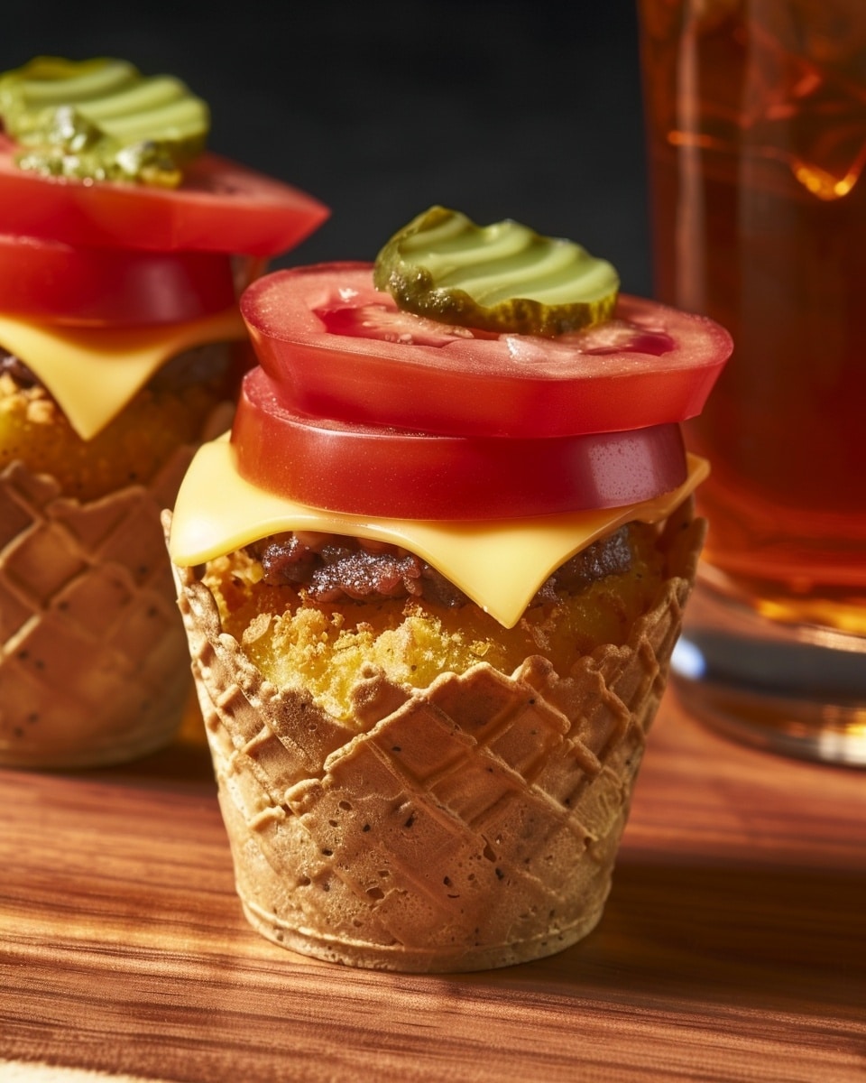Cheeseburger Stuffed Tater Tot Cones