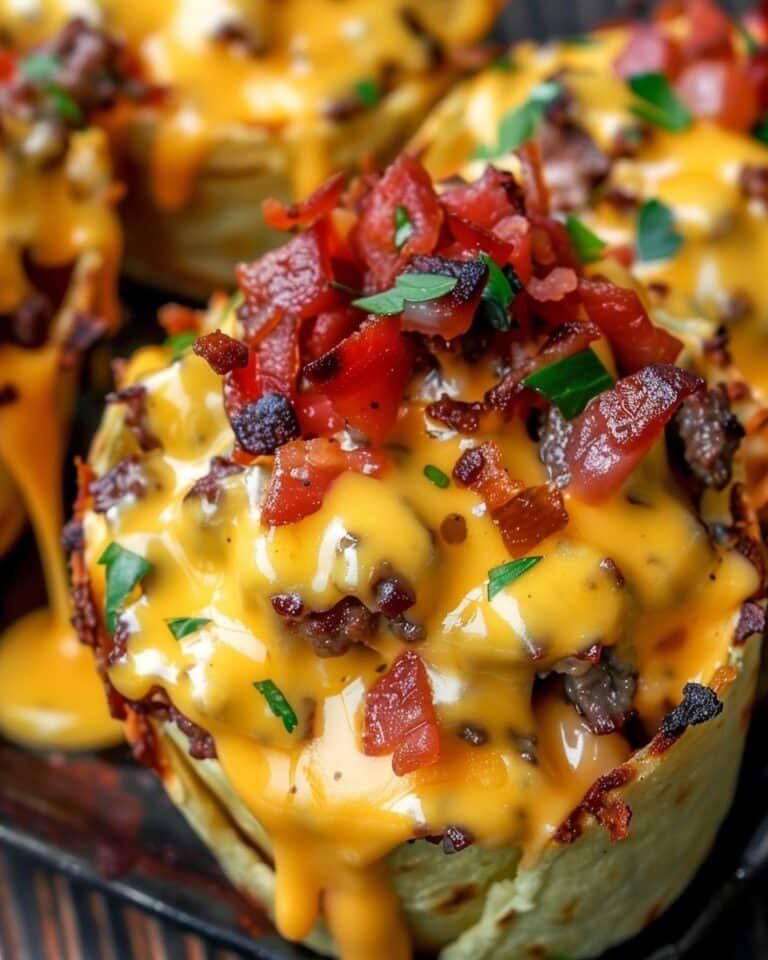 Cheeseburger Stuffed Tater Tot Cones