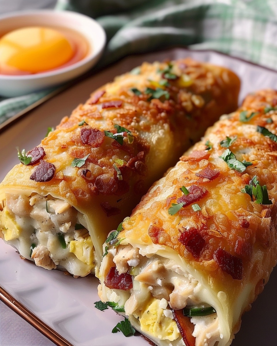 Cheesy Chicken Garlic Butter Egg Rolls