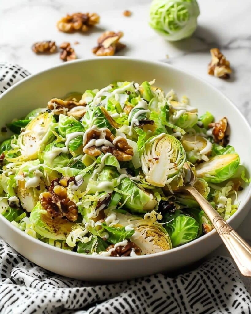 Crispy Brussel Sprout Salad with Lemon Dressing