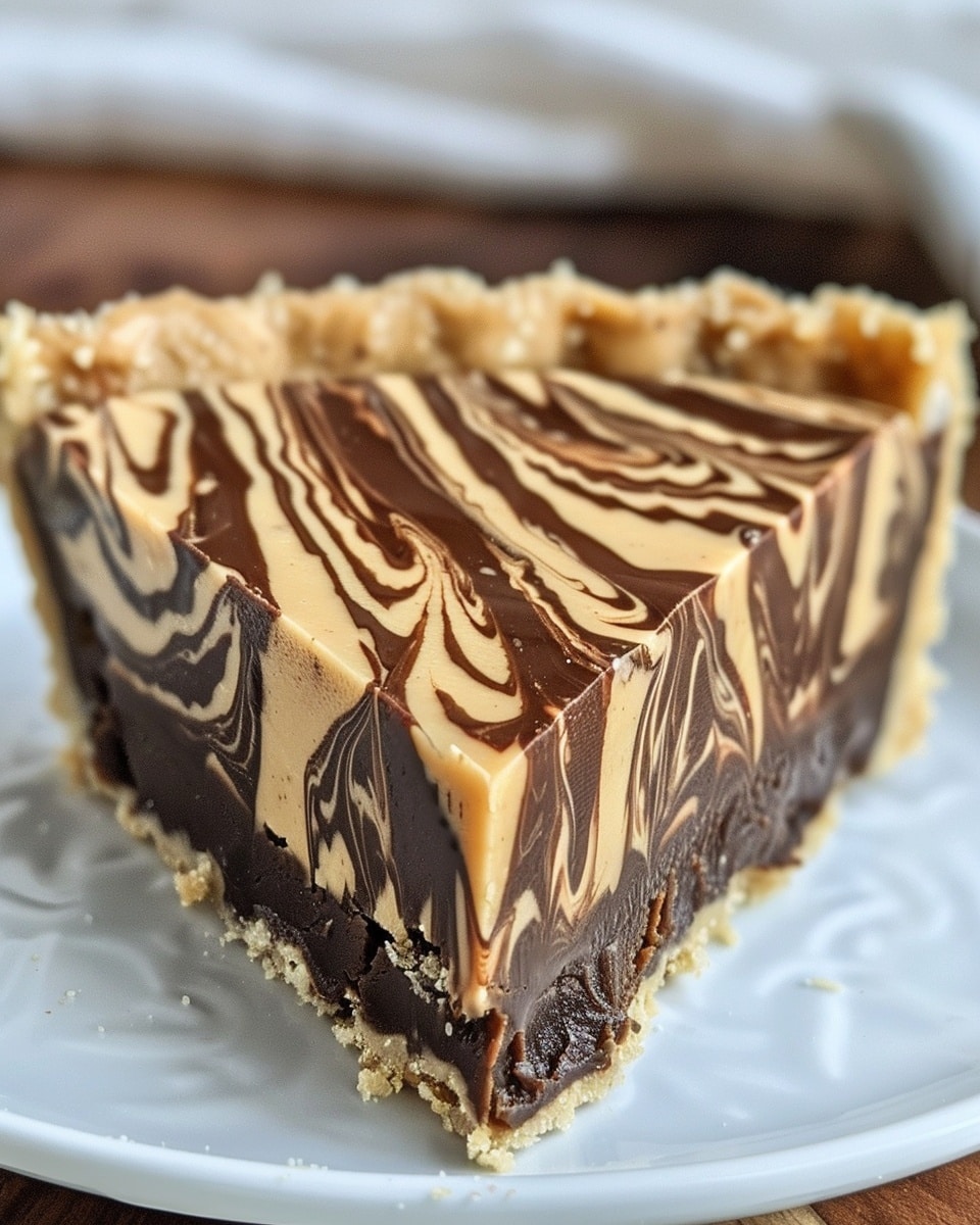 No Bake Peanut Butter Fudge Swirl Pie