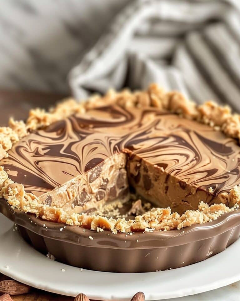 No Bake Peanut Butter Fudge Swirl Pie