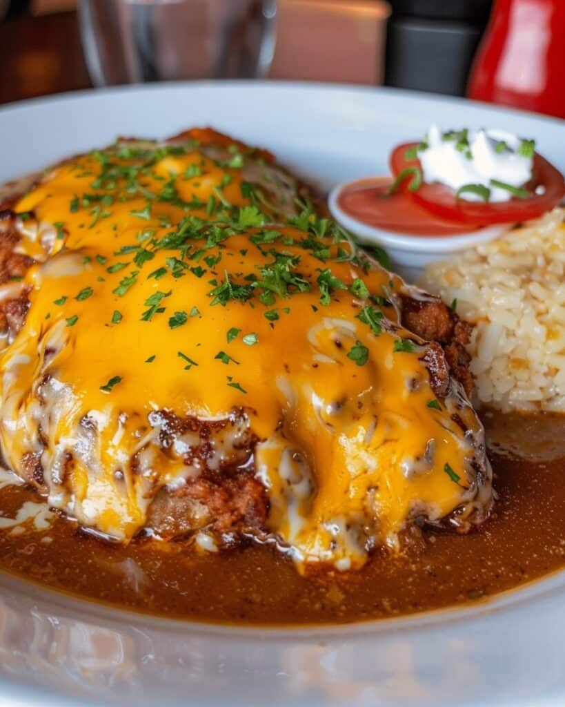 Pueblo Colorado Smothered Cheese Burger Plate