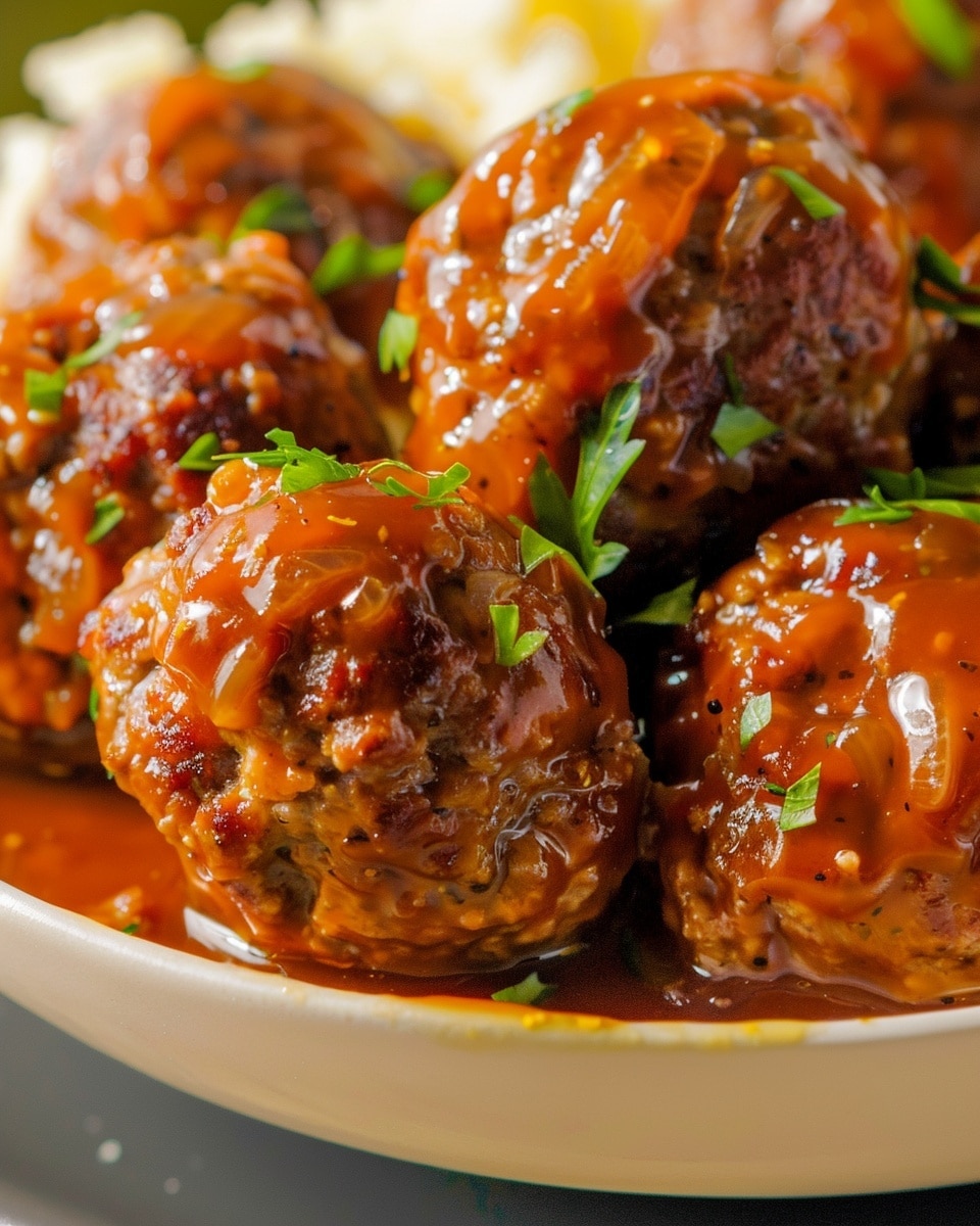Salisbury Steak Meatballs with Rich Onion Gravy