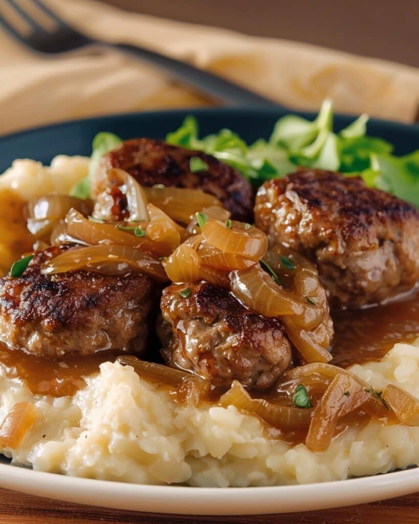 Salisbury Steak Meatballs with Rich Onion Gravy
