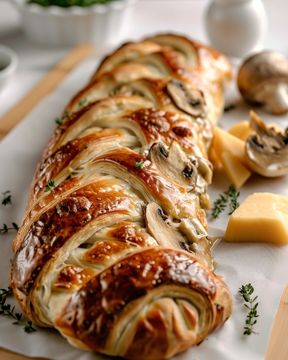 Savory Mushroom & Gruyère Puff Pastry Braid Recipe