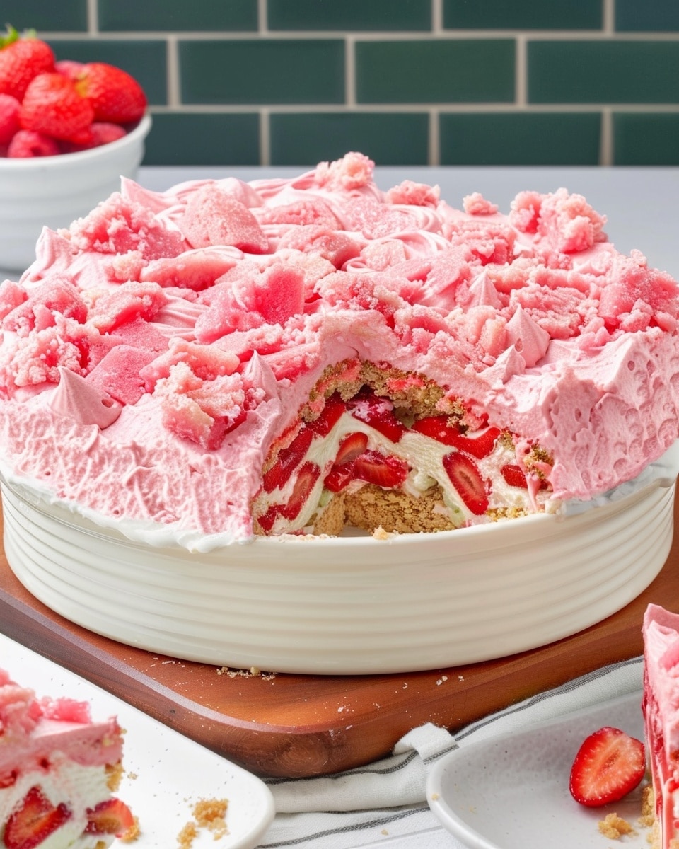 Strawberry Crunch Cheesecake Cake
