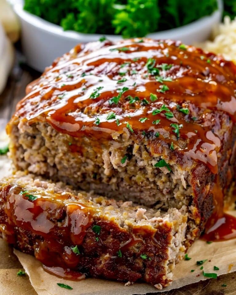 Crockpot French Onion Meatloaf with Swiss Cheese