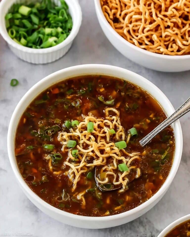 Veg Manchow Soup with Crispy Fried Noodles Recipe