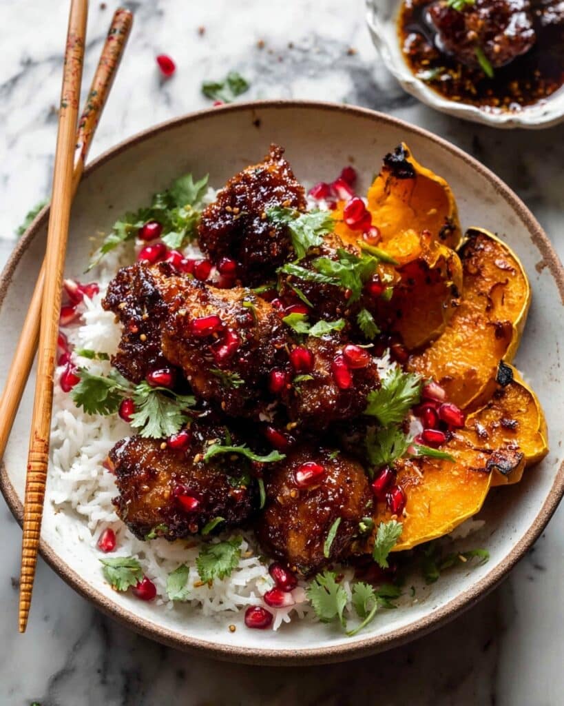 Sheet Pan Sticky Pomegranate Chicken and Honey Roasted Squash Recipe