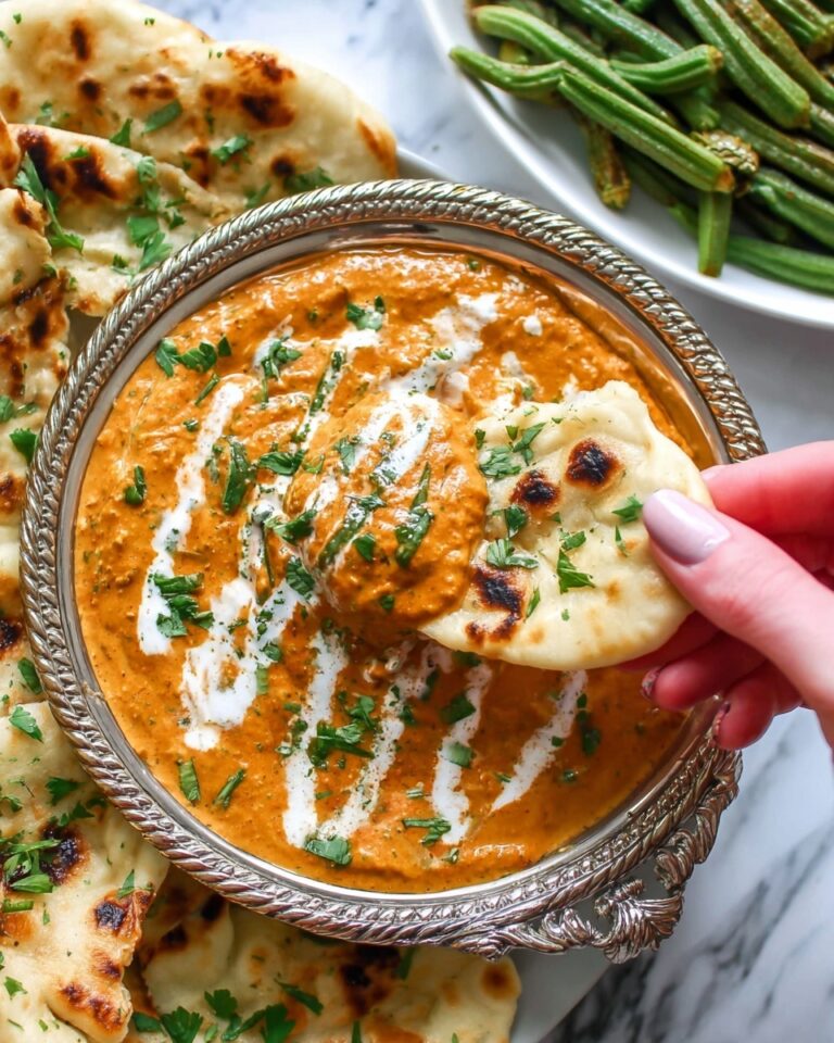 Butter Chicken with Garlic Naan and Spicy Okra Recipe