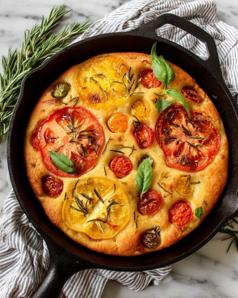 Italian Focaccia Bread with Olives, Tomatoes, and Rosemary Recipe