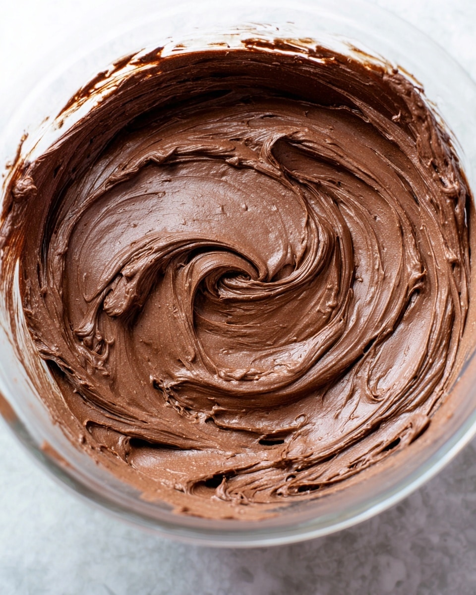 Inside a silver mixing bowl, there is one thick layer of white whipped cream with a light, soft texture. On top of the whipped cream, there is a smooth, glossy dark chocolate layer covering half of the white cream. The contrast between the bright white and deep dark brown is clear and eye-catching. The edges of the whipped cream have a fluffy, uneven appearance, while the chocolate layer has a shiny, almost wet look with some swirled patterns on its surface. Photo taken with an iphone --ar 4:5 --v 7