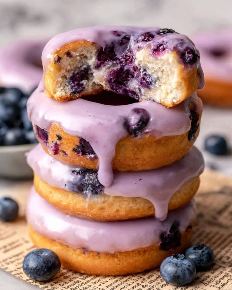 Blueberry Cake Donuts with Blueberry Vanilla Glaze Recipe