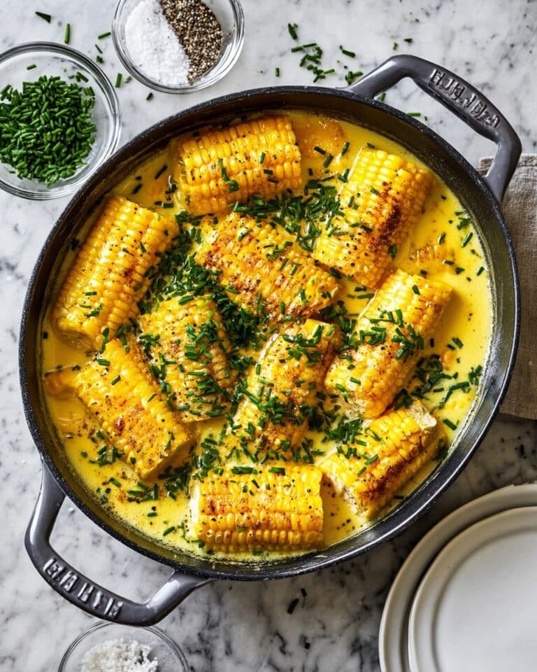 Creamy Boiled Corn on the Cob with Garlic, Butter, and Chives Recipe
