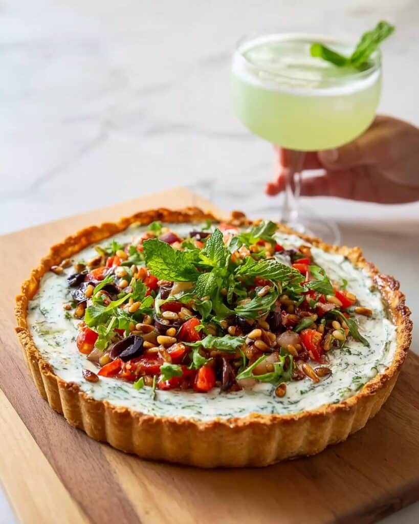 Mediterranean Potato Crust Tart with Vegan Tzatziki Recipe