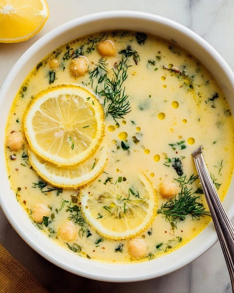 Vegetarian Avgolemono Soup (Greek Lemon Chickpea Soup) Recipe