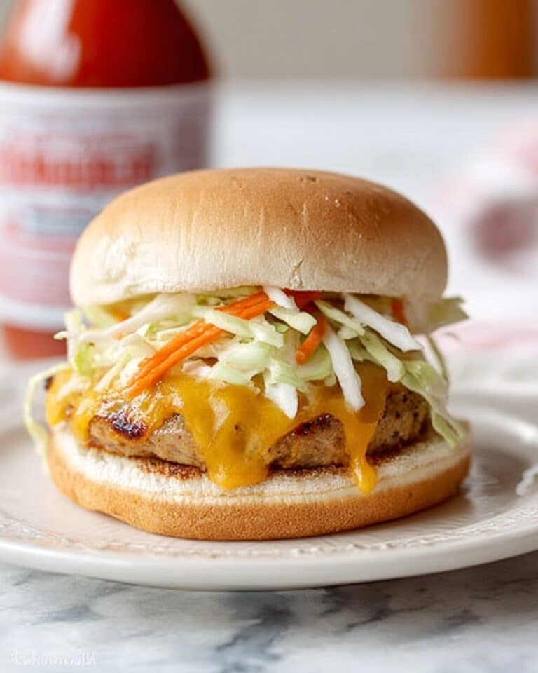 Buffalo Turkey Cheeseburgers with Blue Cheese Broccoli Slaw Recipe