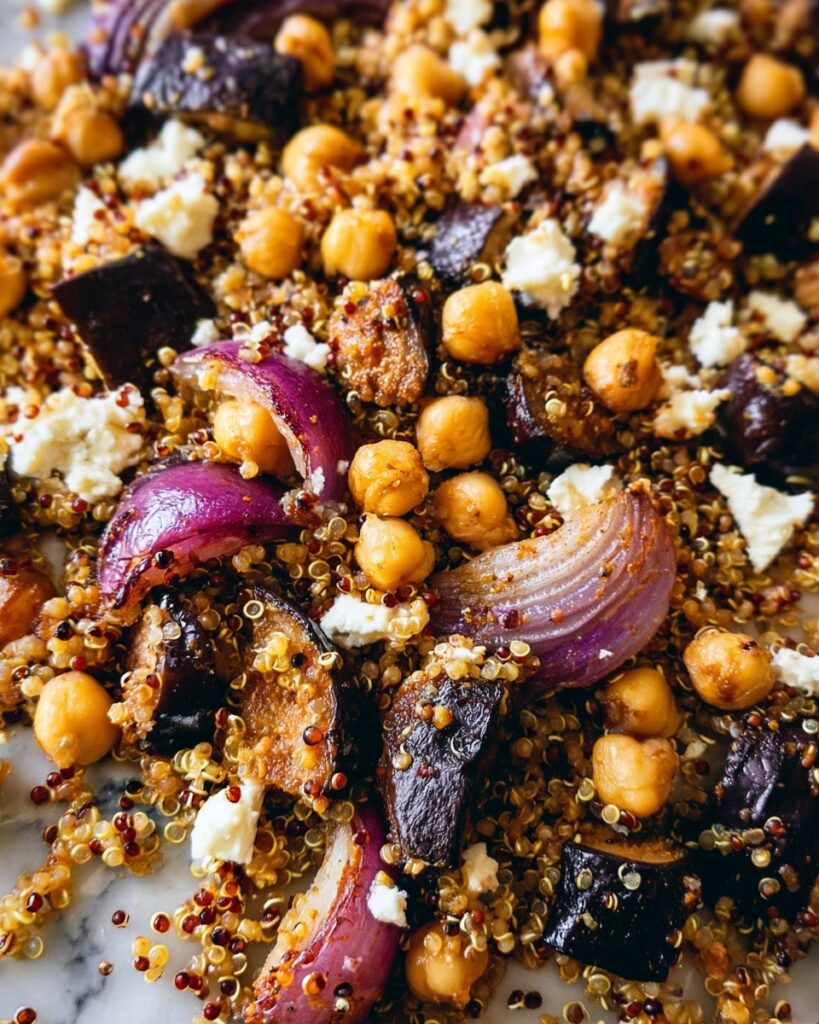 Roasted Eggplant Gyros Bowl with Chickpeas, Feta, and Quinoa Recipe