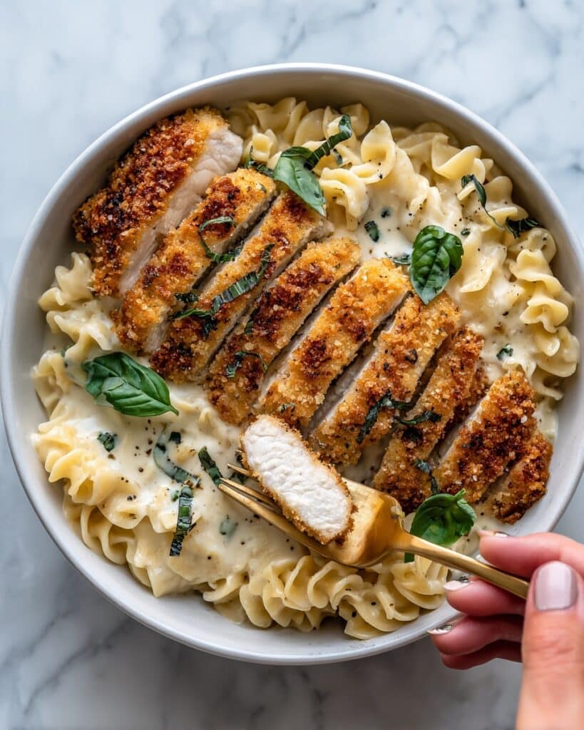 Crispy Parmesan Chicken with Creamy Lemon Pasta Recipe