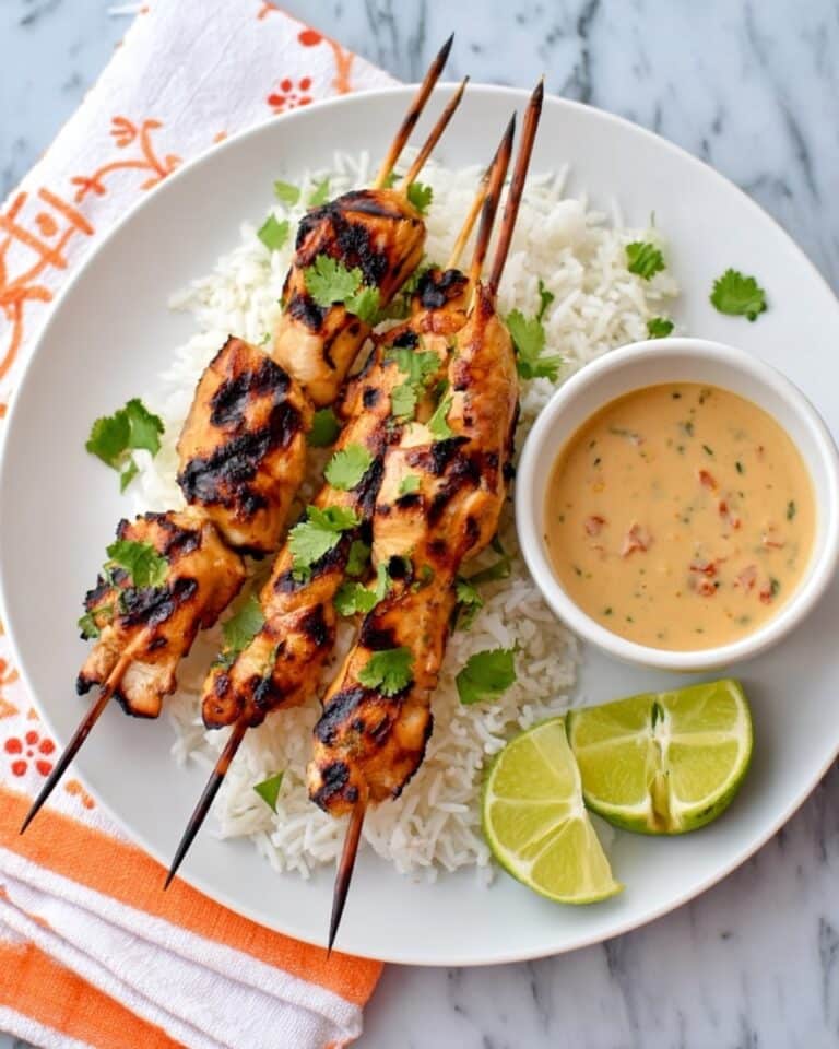 Thai Chicken Satay with Peanut Sauce and Ginger Coconut Rice Recipe
